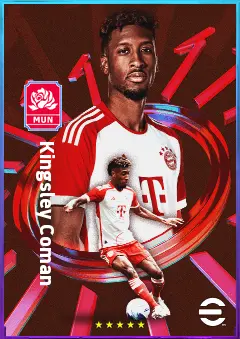 Kingsley Coman eFootball 2026 player card, 82 OVR RWF
