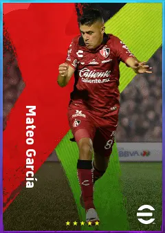 Mateo García eFootball 2026 player card, 77 OVR LWF
