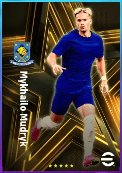 Mykhailo Mudryk eFootball 2026 player card, 81 OVR LWF