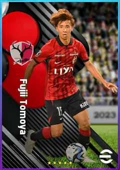 Fujii Tomoya eFootball 2026 player card, 77 OVR RMF