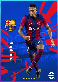 Raphinha eFootball 2026 player card, 82 OVR RWF