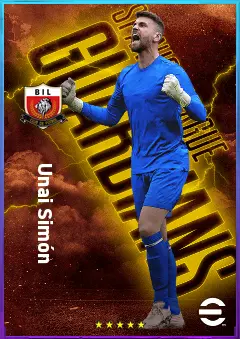 Unai Simón eFootball 2026 player card, 83 OVR GK