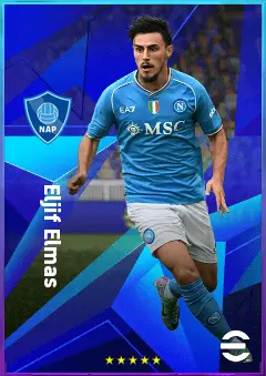 Eljif Elmas eFootball 2026 player card, 82 OVR CMF