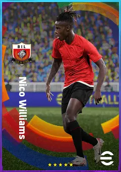 Nico Williams eFootball 2026 player card, 82 OVR RWF