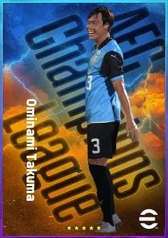 Ominami Takuma eFootball 2026 player card, 77 OVR CB