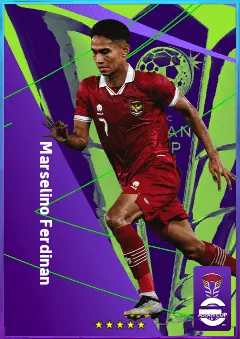 Marselino Ferdinan eFootball 2026 player card, 75 OVR AMF