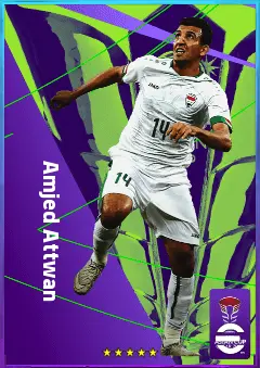 Amjed Attwan eFootball 2026 player card, 76 OVR CMF