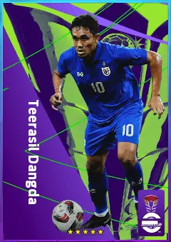 Teerasil Dangda eFootball 2026 player card, 74 OVR CF