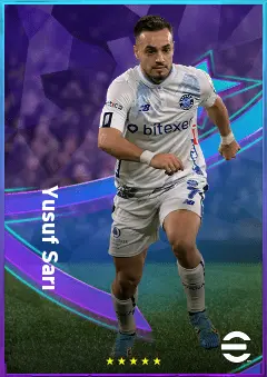 Yusuf Sarı eFootball 2026 player card, 77 OVR RWF