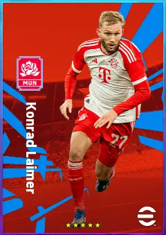 Konrad Laimer eFootball 2026 player card, 82 OVR CMF