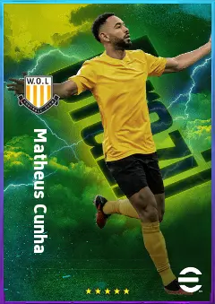 Matheus Cunha eFootball 2026 player card, 82 OVR CF