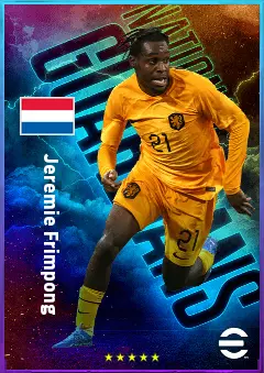 Jeremie Frimpong eFootball 2026 player card, 82 OVR RB