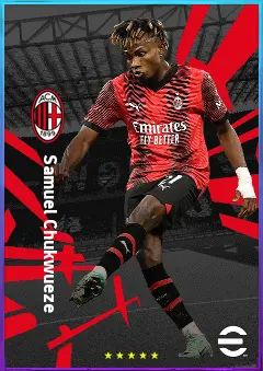 Samuel Chukwueze eFootball 2026 player card, 82 OVR RWF