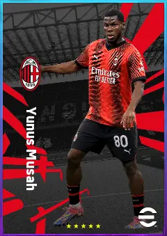 Yunus Musah eFootball 2026 player card, 81 OVR CMF