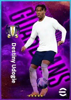 Destiny Udogie eFootball 2026 player card, 82 OVR LB