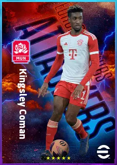 Kingsley Coman eFootball 2026 player card, 82 OVR RWF