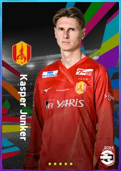 Kasper Junker eFootball 2026 player card, 78 OVR CF