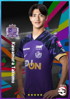 Kawamura Takumu eFootball 2026 player card, 77 OVR CMF