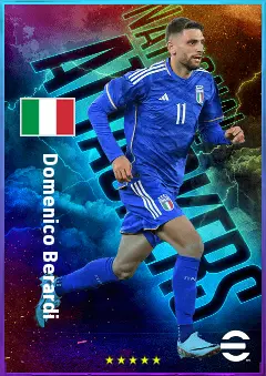 Domenico Berardi eFootball 2026 player card, 82 OVR RWF