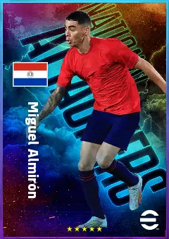 Miguel Almirón eFootball 2026 player card, 82 OVR RWF