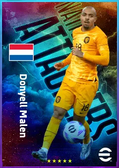 Donyell Malen eFootball 2026 player card, 81 OVR RWF