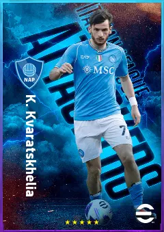 K. Kvaratskhelia eFootball 2026 player card, 84 OVR LWF