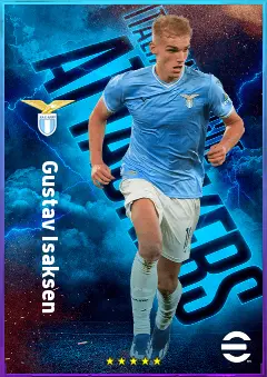 Gustav Isaksen eFootball 2026 player card, 80 OVR RWF