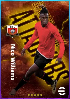 Nico Williams eFootball 2026 player card, 83 OVR RWF