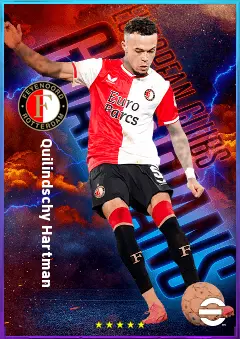 Quilindschy Hartman eFootball 2026 player card, 82 OVR LB