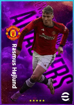 Rasmus Højlund eFootball 2026 player card, 84 OVR CF