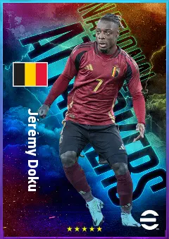 Jérémy Doku eFootball 2026 player card, 84 OVR LWF