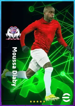 Moussa Diaby eFootball 2026 player card, 82 OVR RWF