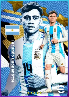 Facundo Buonanotte eFootball 2026 player card, 80 OVR AMF