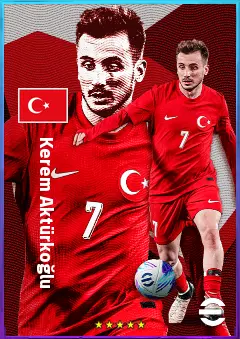 Kerem Aktürkoğlu eFootball 2026 player card, 81 OVR LWF