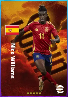 Nico Williams eFootball 2026 player card, 83 OVR RWF