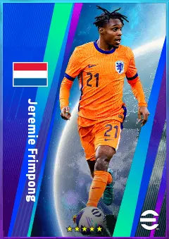 Jeremie Frimpong eFootball 2026 player card, 82 OVR RB
