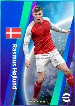 Rasmus Højlund eFootball 2026 player card, 83 OVR CF