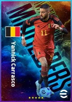 Yannick Carrasco eFootball 2026 player card, 82 OVR LMF