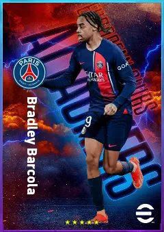 Bradley Barcola eFootball 2026 player card, 82 OVR RWF
