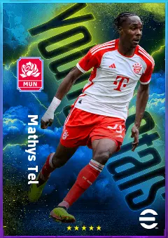 Mathys Tel eFootball 2026 player card, 82 OVR CF