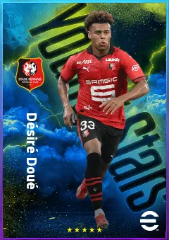 Désiré Doué eFootball 2026 player card, 80 OVR AMF