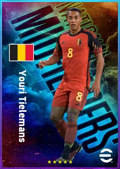 Youri Tielemans eFootball 2026 player card, 81 OVR CMF