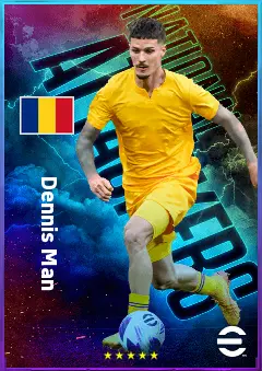 Dennis Man eFootball 2026 player card, 78 OVR RWF