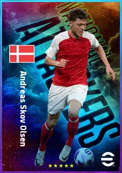 Andreas Skov Olsen eFootball 2026 player card, 81 OVR RWF