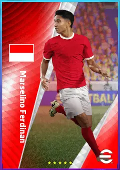 Marselino Ferdinan eFootball 2026 player card, 75 OVR LWF