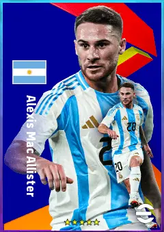Alexis Mac Allister eFootball 2026 player card, 84 OVR CMF