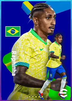 Raphinha eFootball 2026 player card, 82 OVR RWF