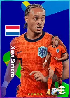Xavi Simons eFootball 2026 player card, 83 OVR AMF