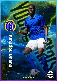 Amadou Onana eFootball 2026 player card, 83 OVR DMF