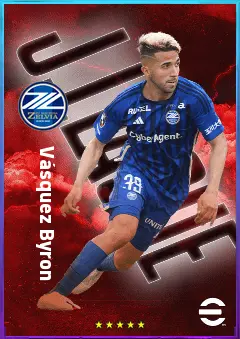 Vásquez Byron eFootball 2026 player card, 75 OVR RWF